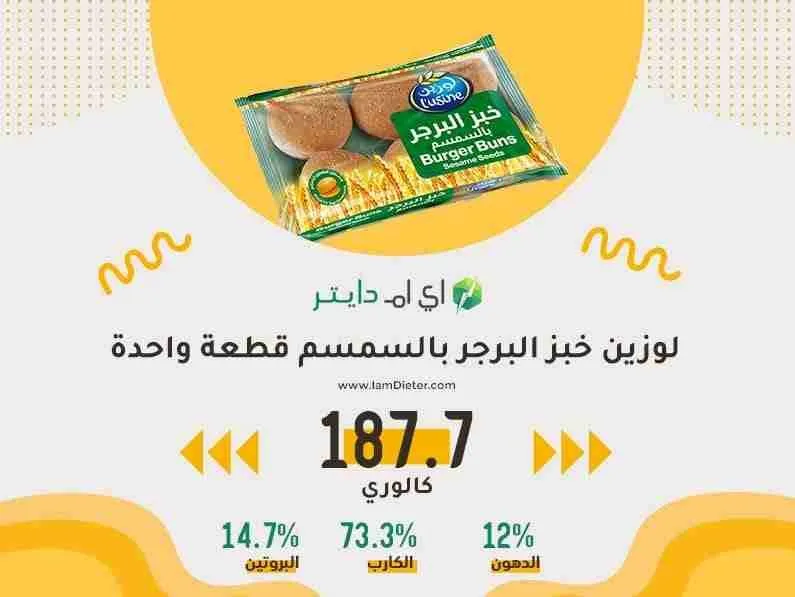 السعرات الحرارية في لوزين خبز البرجر بالسمسم قطعة واحدة