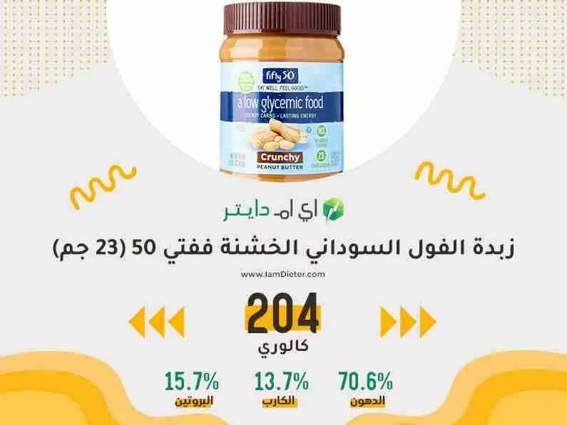السعرات الحرارية في زبدة الفول السوداني الخشنة ففتي ففتي