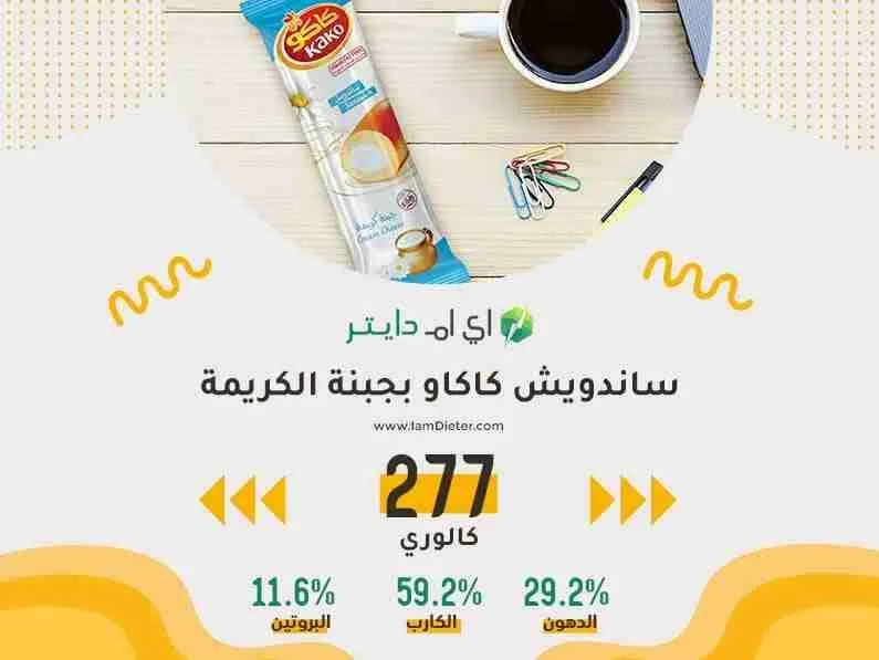 السعرات الحرارية في ساندويش كاكو بجبنة الكريمة