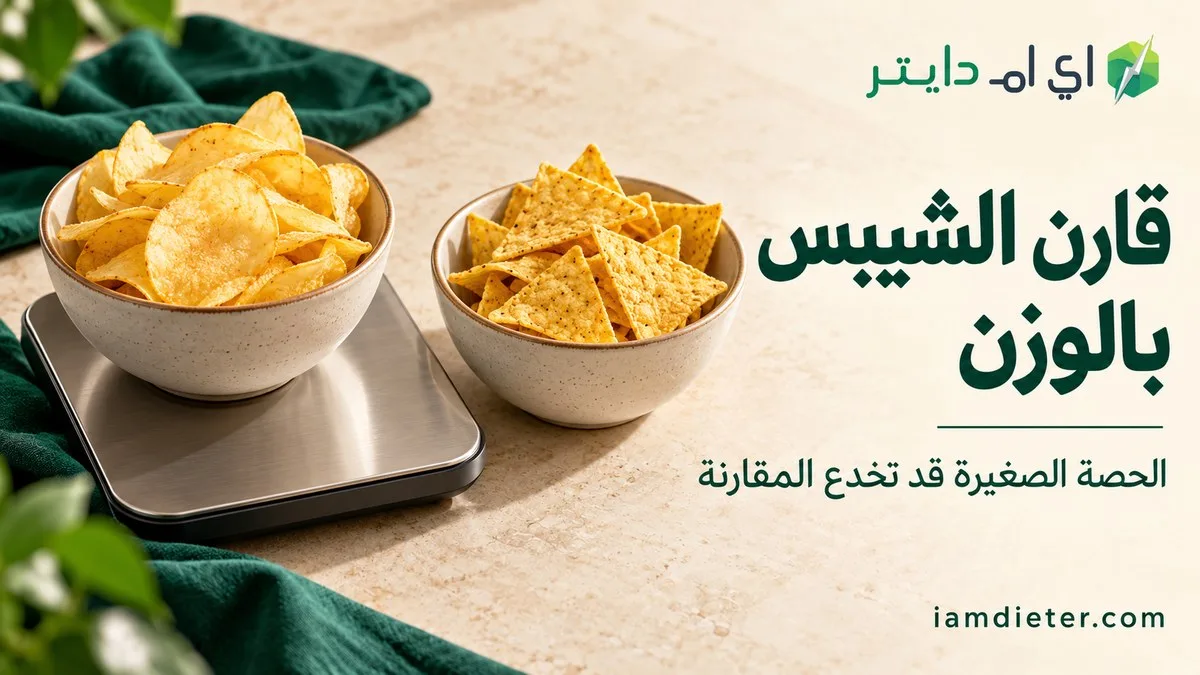 مقارنة الشيبس بالوزن: السعرات لكل 100 جم والحصة